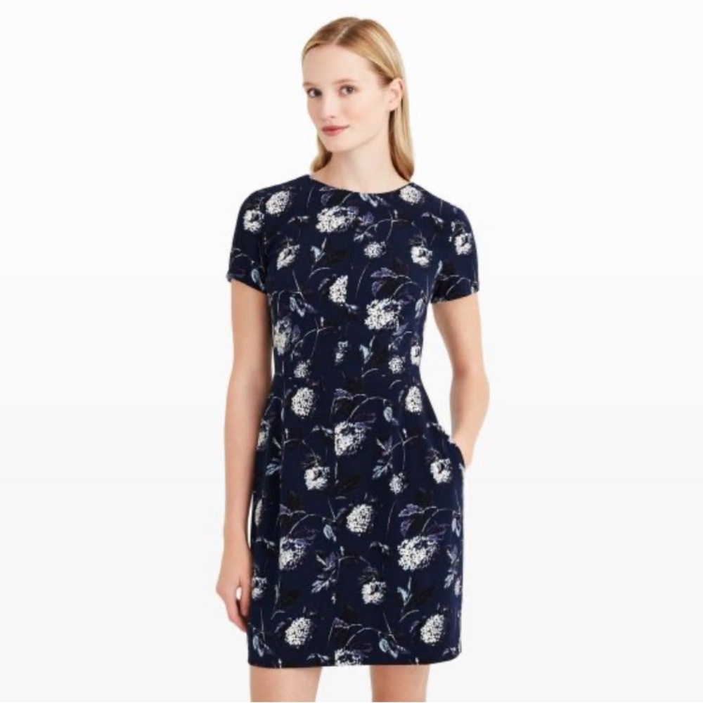 Club Monaco blue floral mini dress with pockets, size S